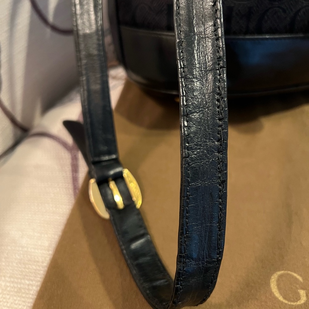 Gucci medium black leather tapestry bucket elegant shoulder bag/RARE - Picture 9 of 15